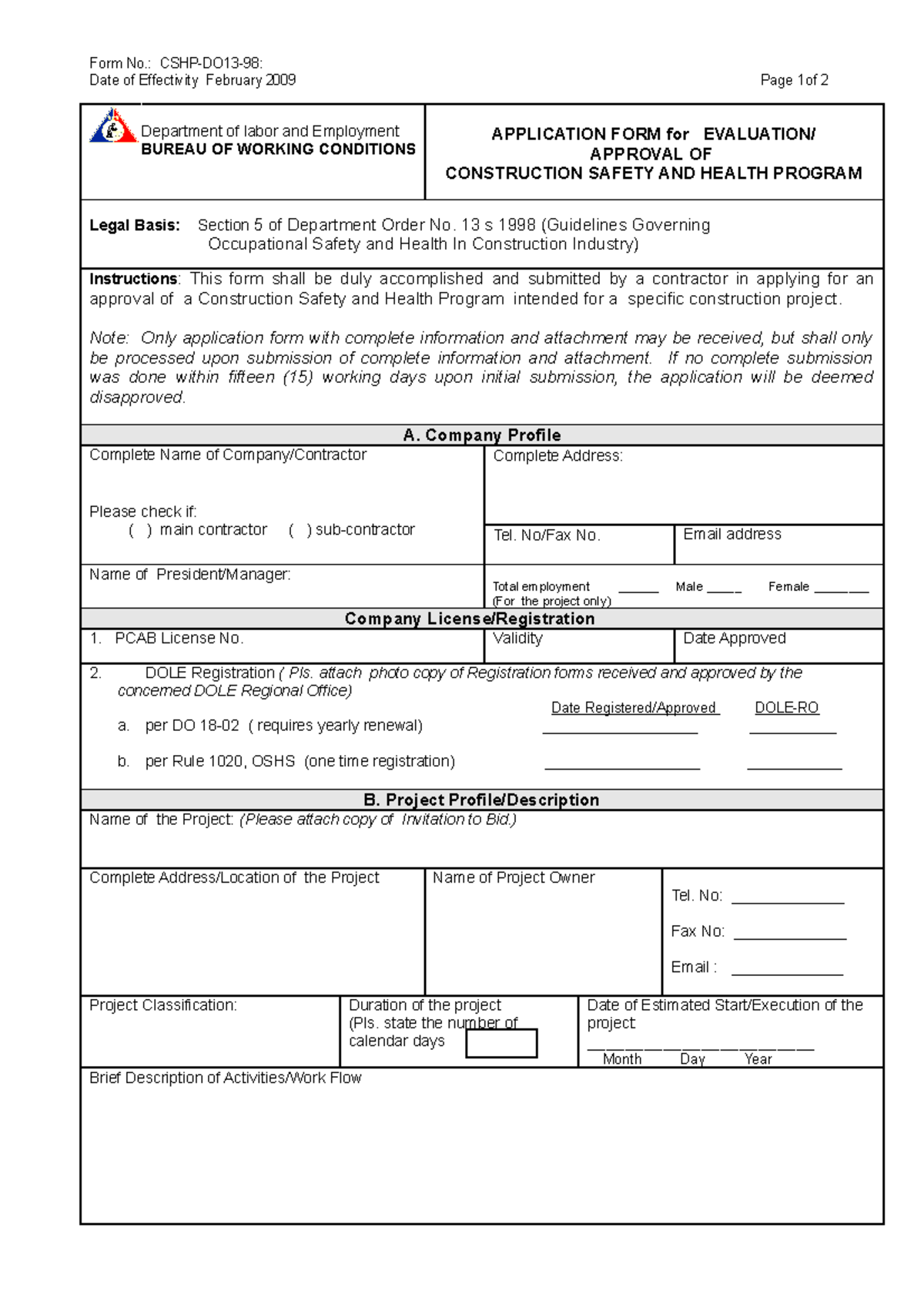 Dole Safety Requirements