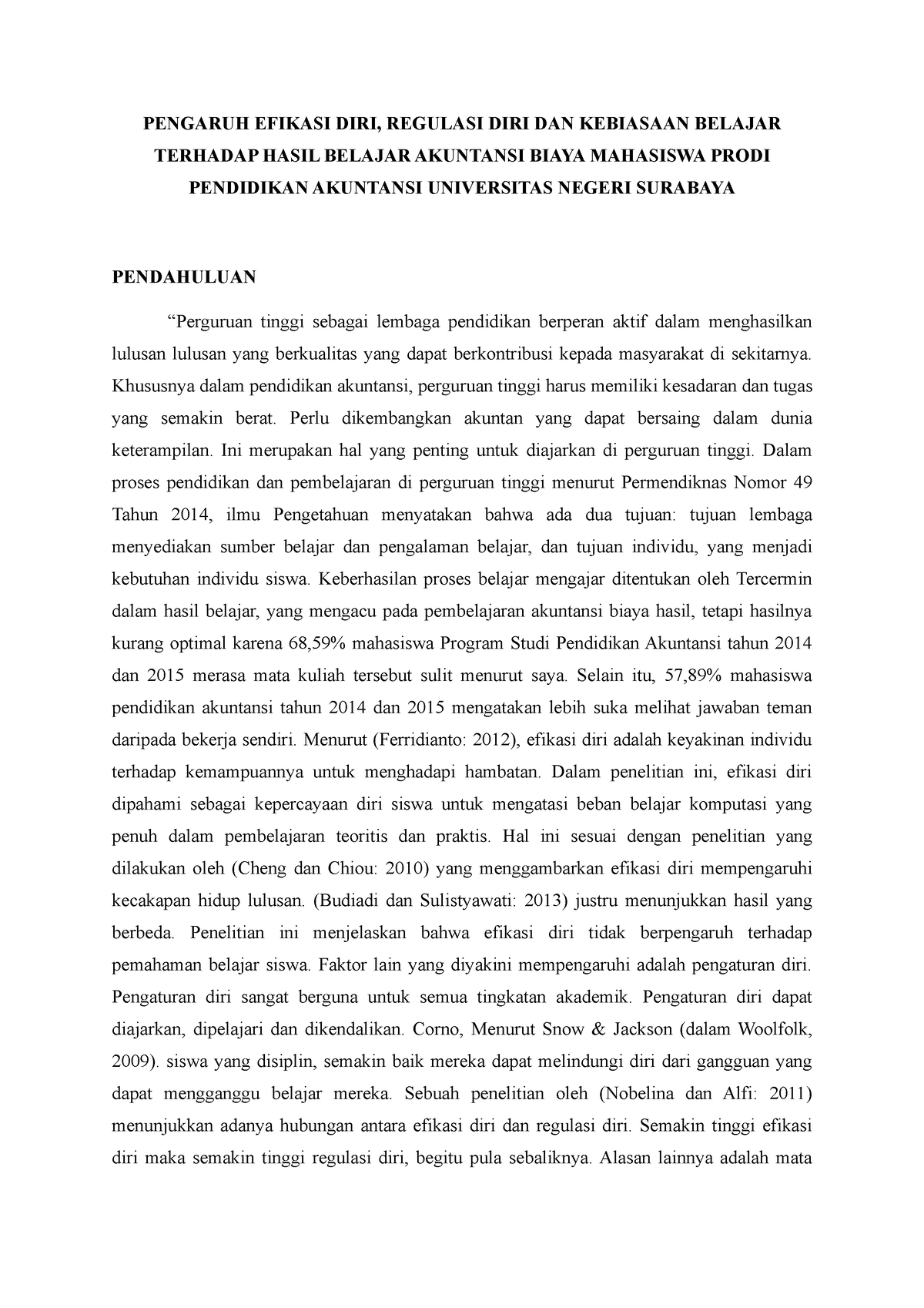 3.3 (ak Biaya) Pengaruh Efikasi DIRI, Regulasi DIRI DAN Kebiasaan ...