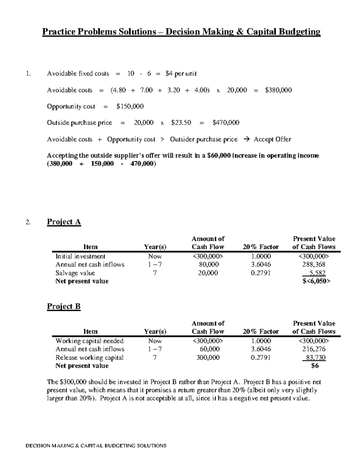 Capital Budgeting - Lecture Notes 3 - DECISION MAKING & CAPITAL ...