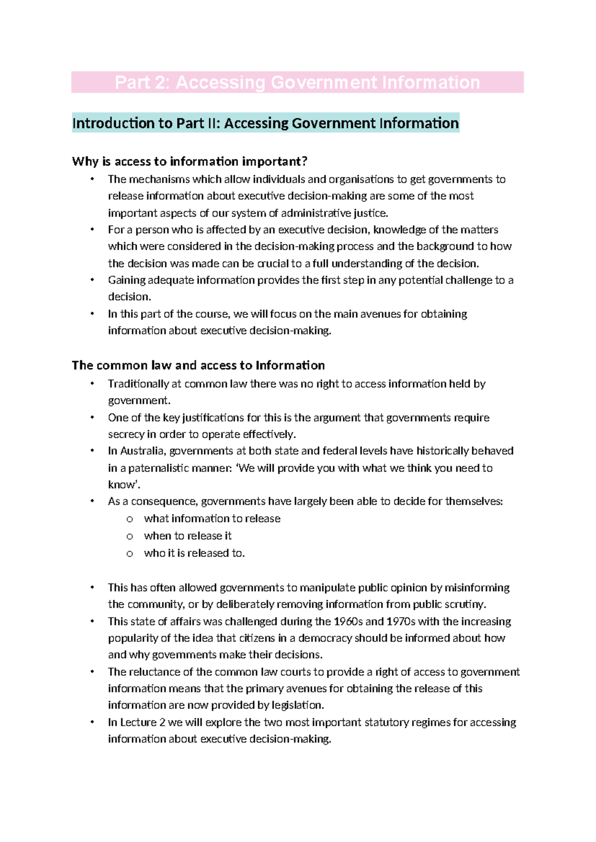 Part 2- Accessing Government Information - Part 2: Accessing Government ...