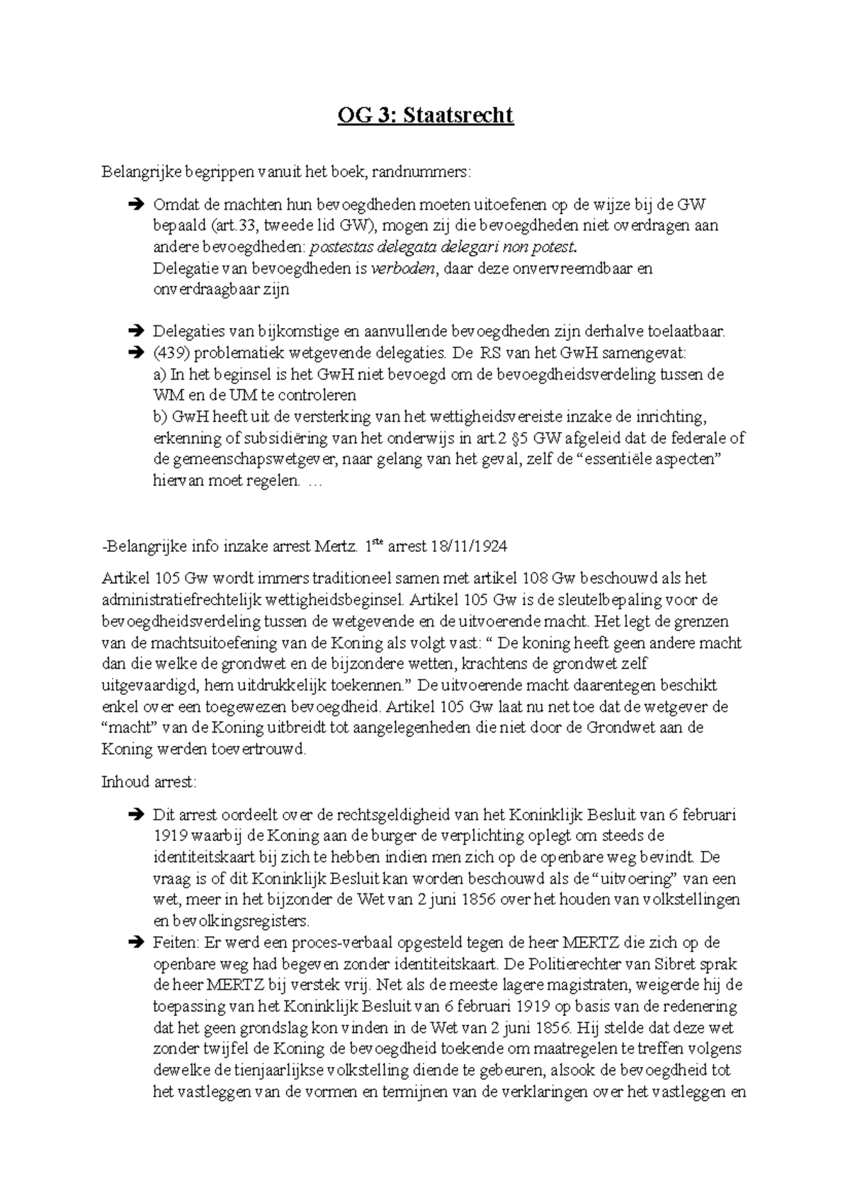 Staatsrecht Og3 - Staats Og3 - OG 3: Staatsrecht Belangrijke Begrippen ...