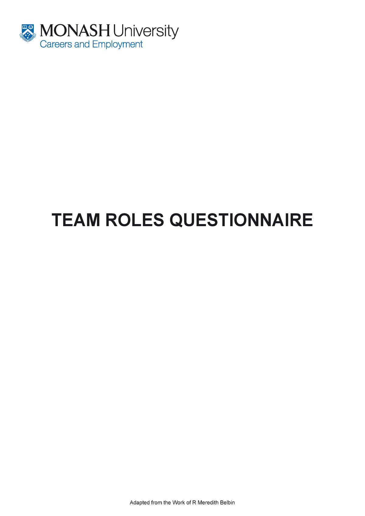 belbin team roles questionnaire