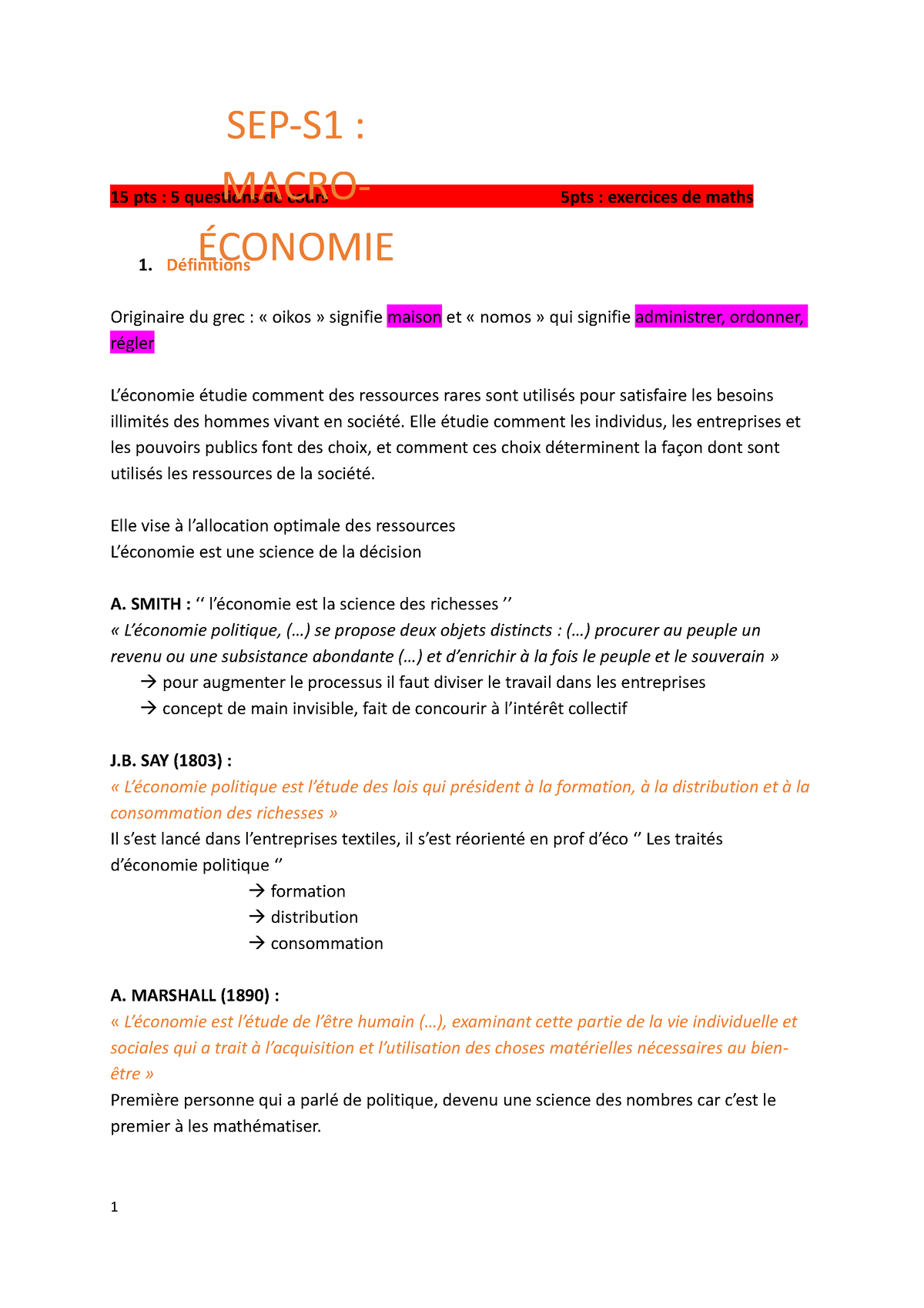 SEP-S1- Macro-É Conomie - 15 Pts : 5 Questions De Cours 5pts ...