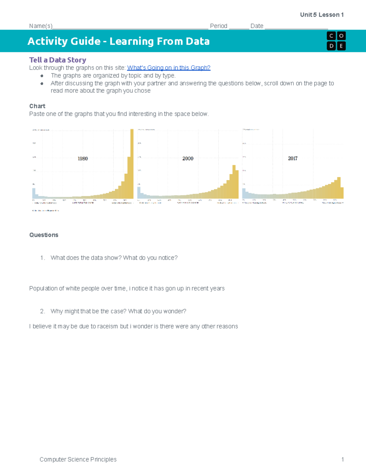 Copy of Activity Guide - Learning From Data - Unit 5 Lesson 1 - Unit 5 ...