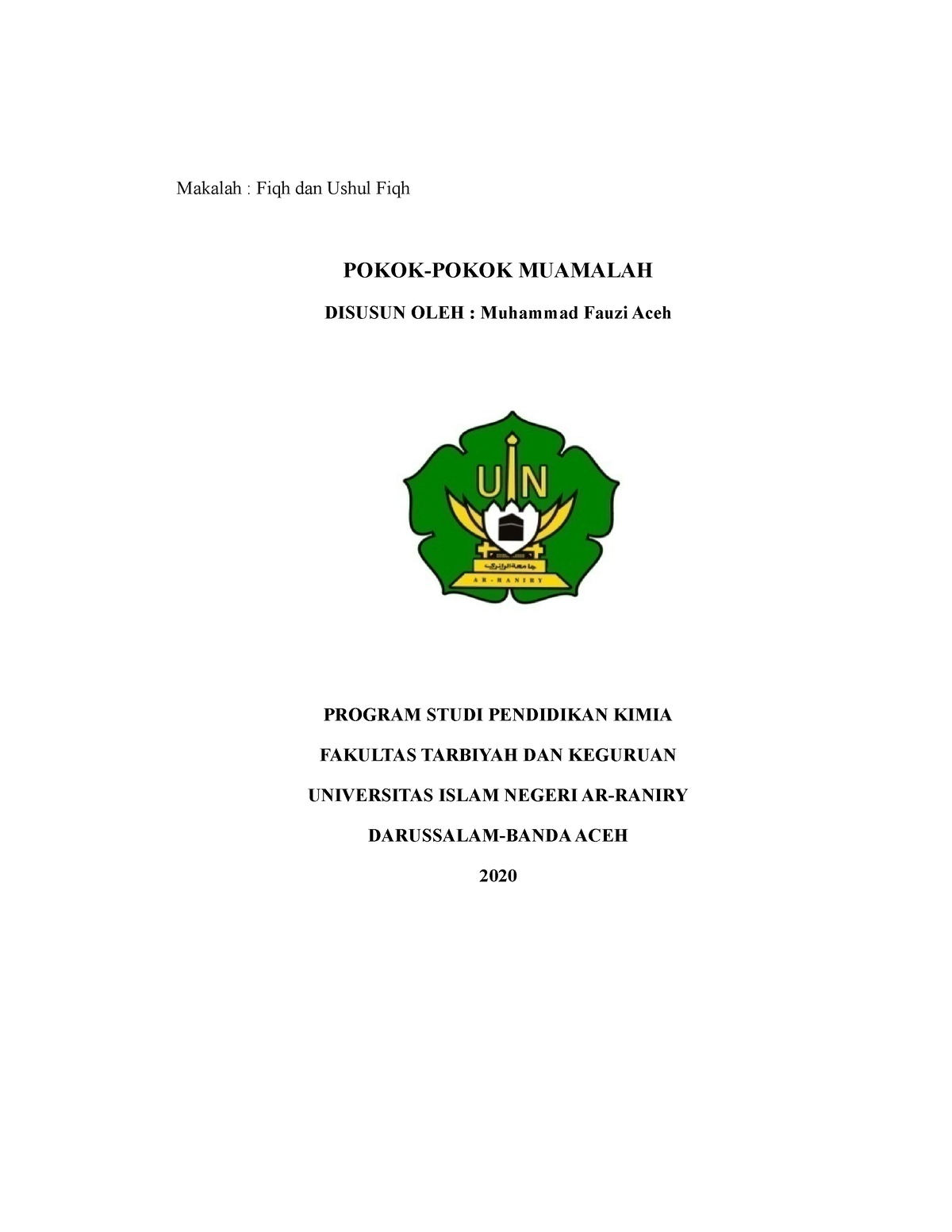 13 Makalah Ushul Fiqh Fitrah Manusia Sebagai Subjek Hukum Tidak Bisa