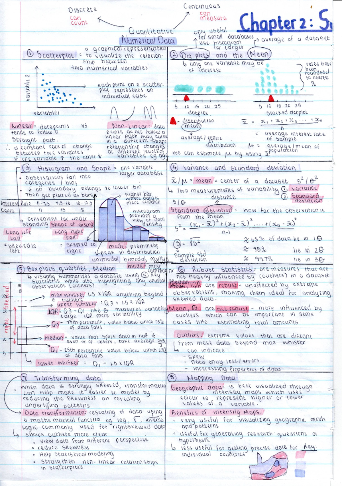 BME120 Theme 2 Mindmap - Summary OpenIntro Statistics - Continuous ...