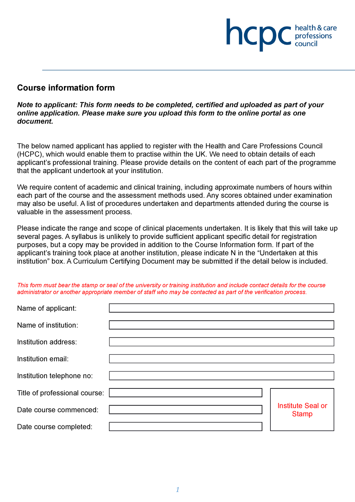 Hcpc Course Information Form Course Information Form Note To   Thumb 1200 1698 