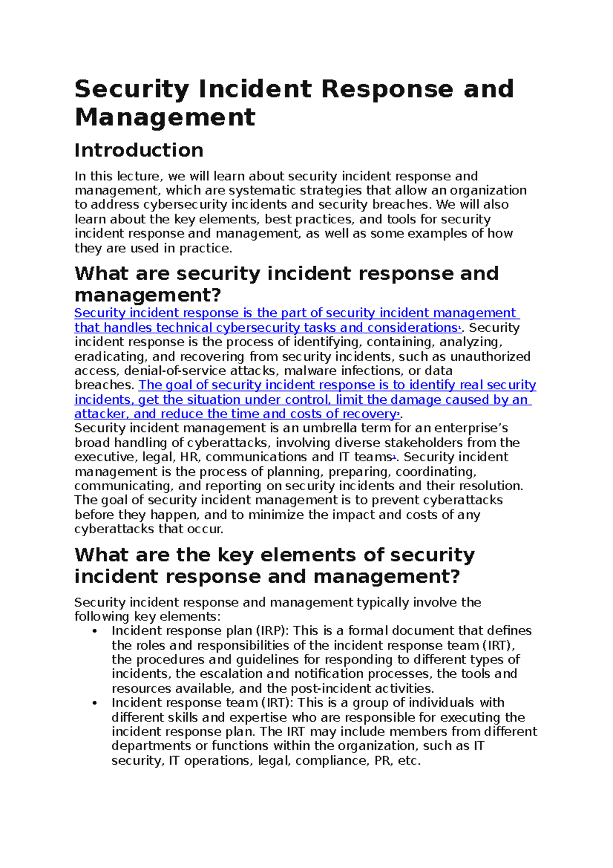 Security Incident Response and Management - Security Incident Response ...