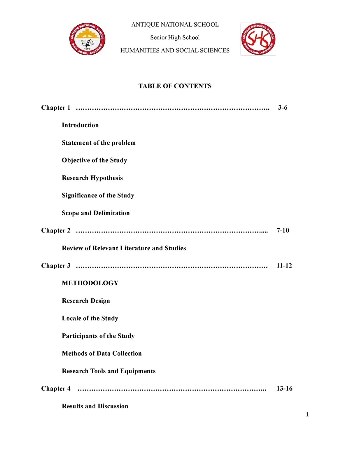 chapter 1 research table of contents