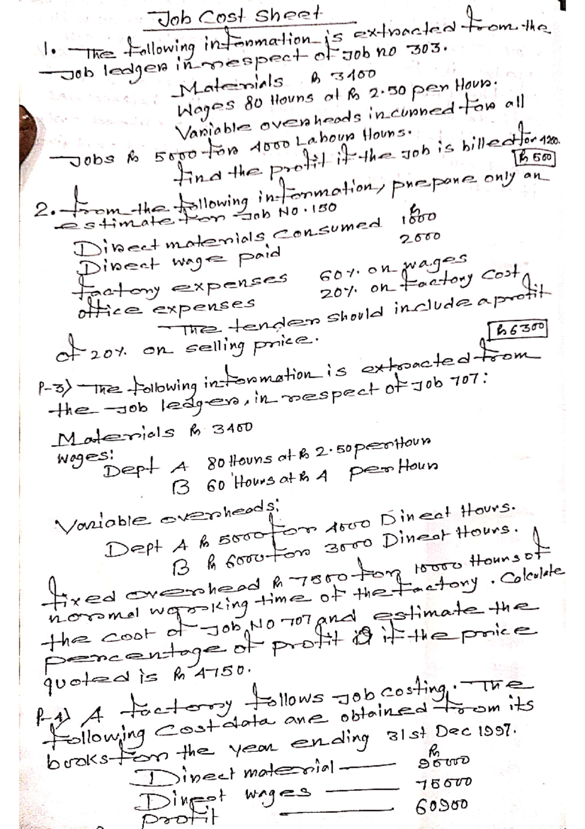 Job costing - Bcom Computer Notes - Studocu