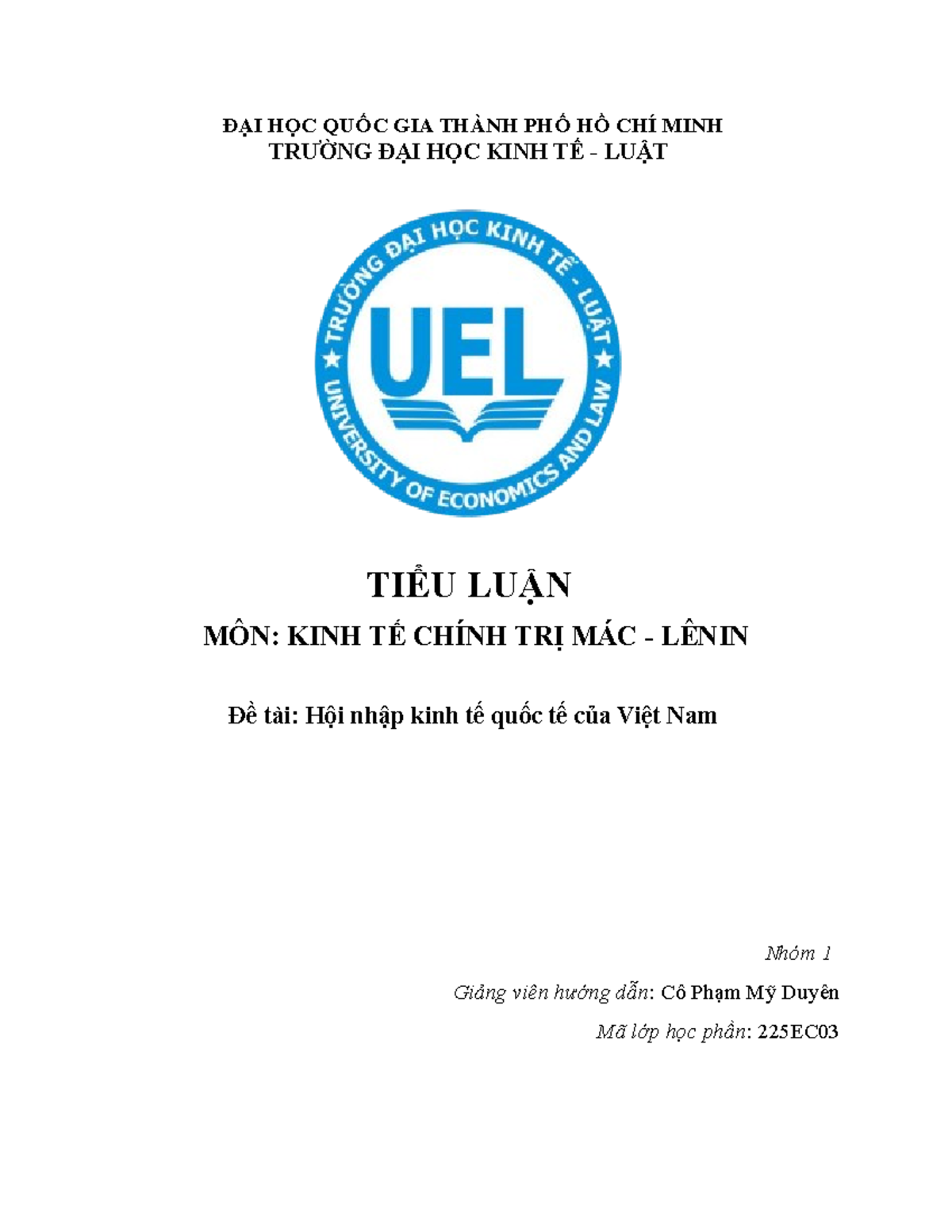 Hội Nhập Kinh Tế Quốc Tế Việt Nam ĐẠi HỌc QuỐc Gia ThÀnh PhỐ HỒ ChÍ