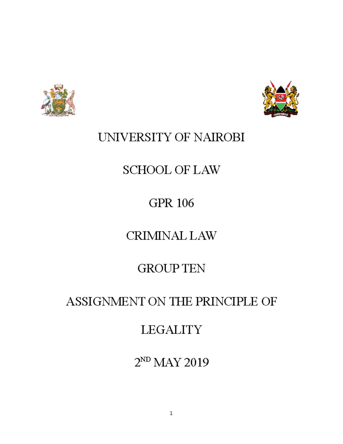 Principle of legality grp 10 university of nairobi school of law gpr