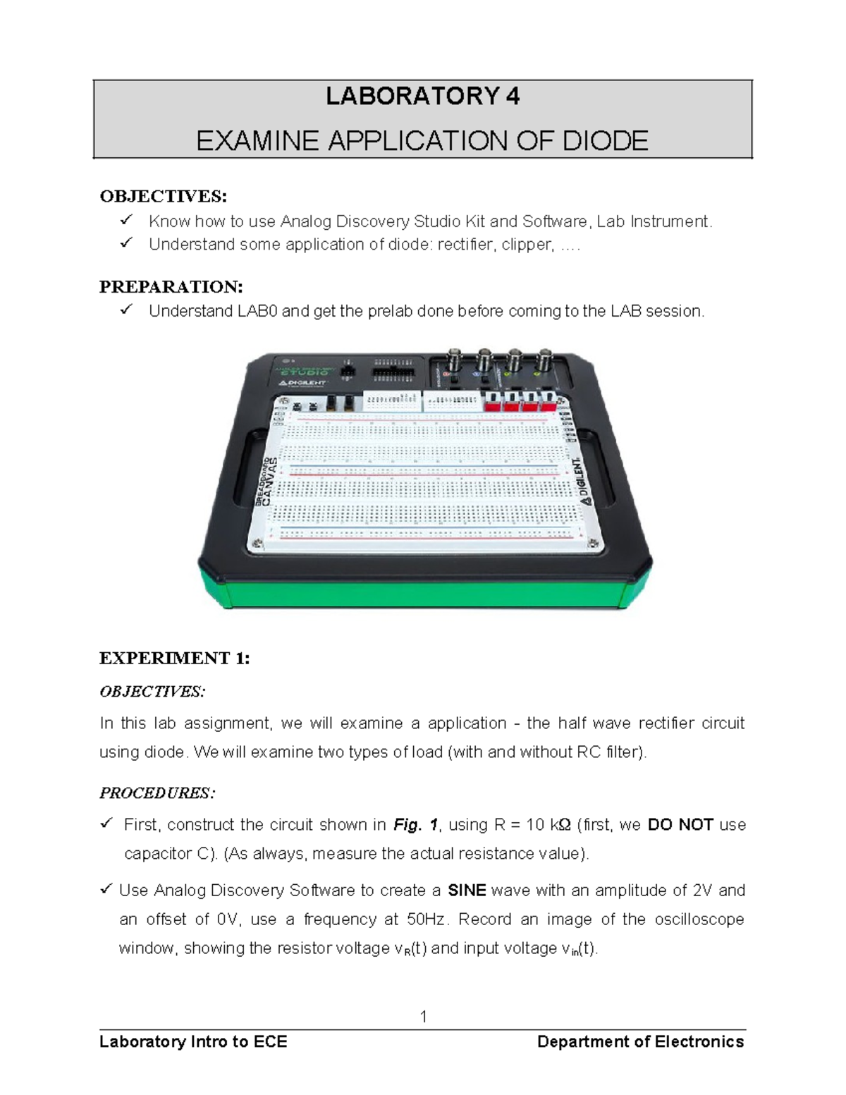 2 ECE LAB4 Diode Application - EXAMINE APPLICATION OF DIODE OBJECTIVES ...