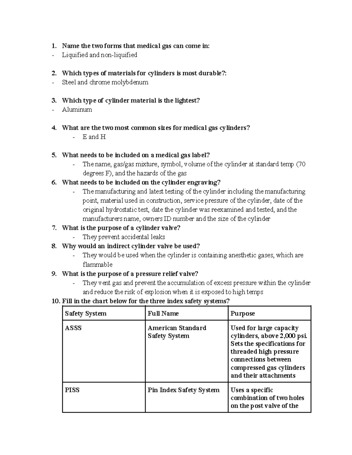 Storage of medical gases Name the two forms that medical gas can come