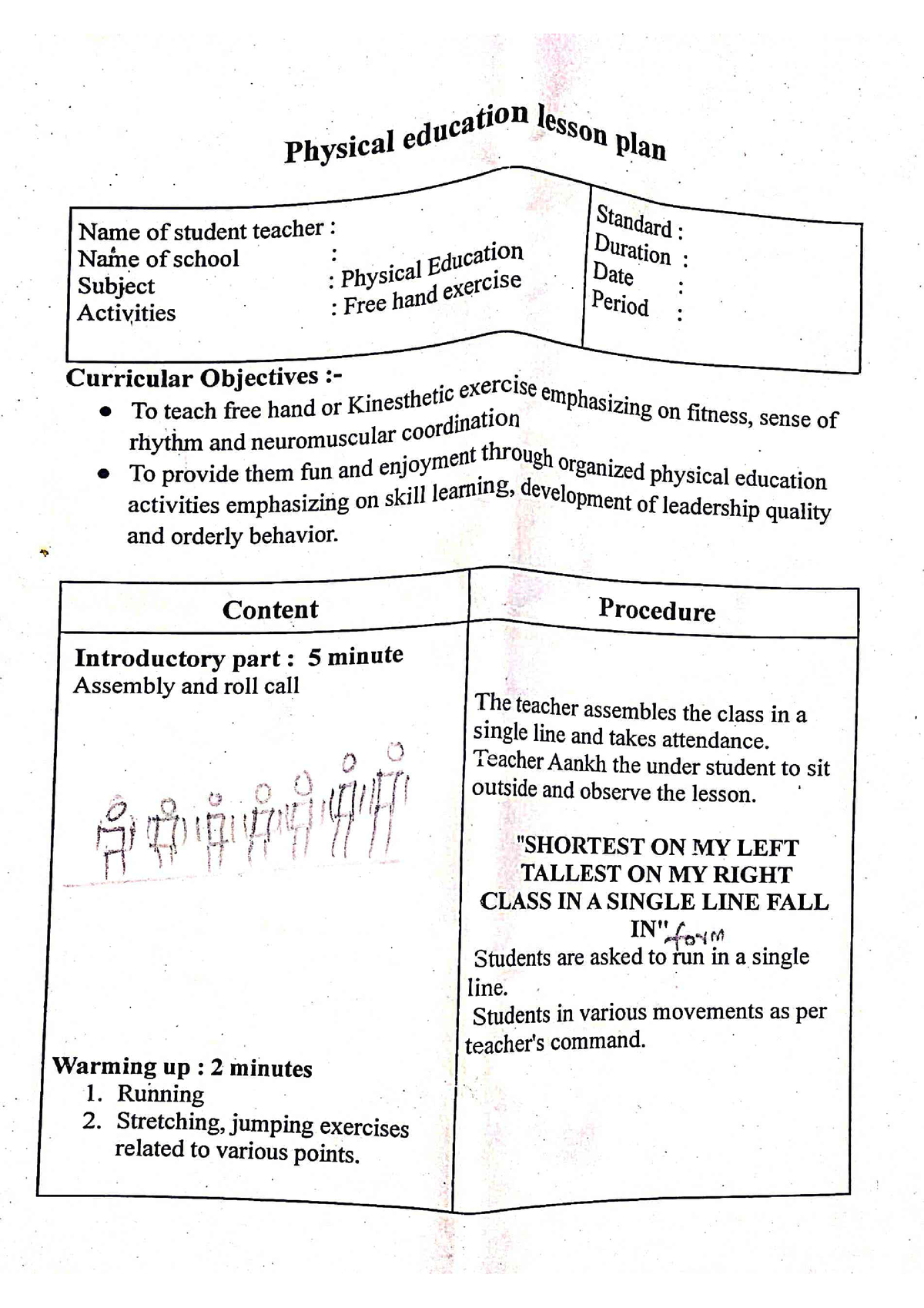 physical education literacy lesson plans