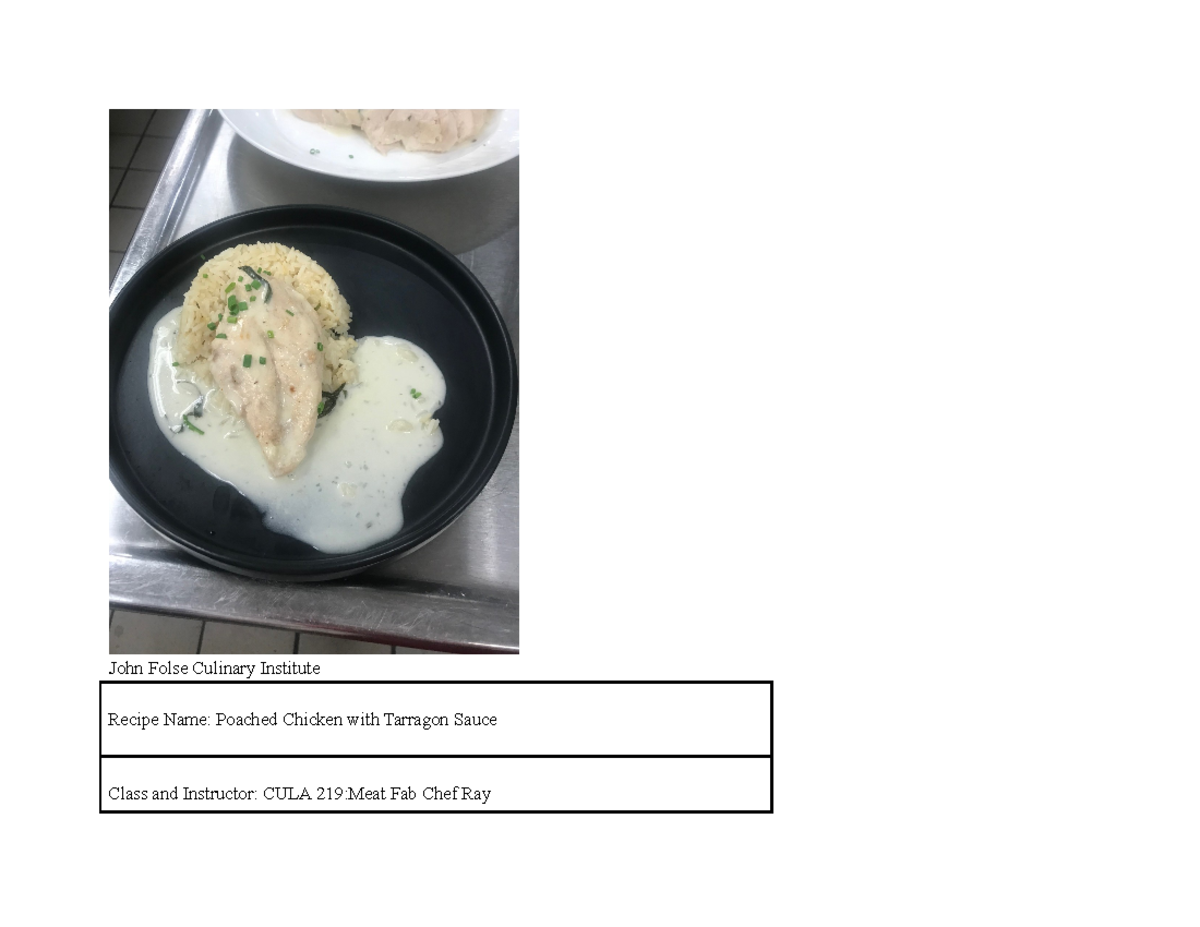 Poached chicken with tarragon sauce meat fab cula 219 John Folse