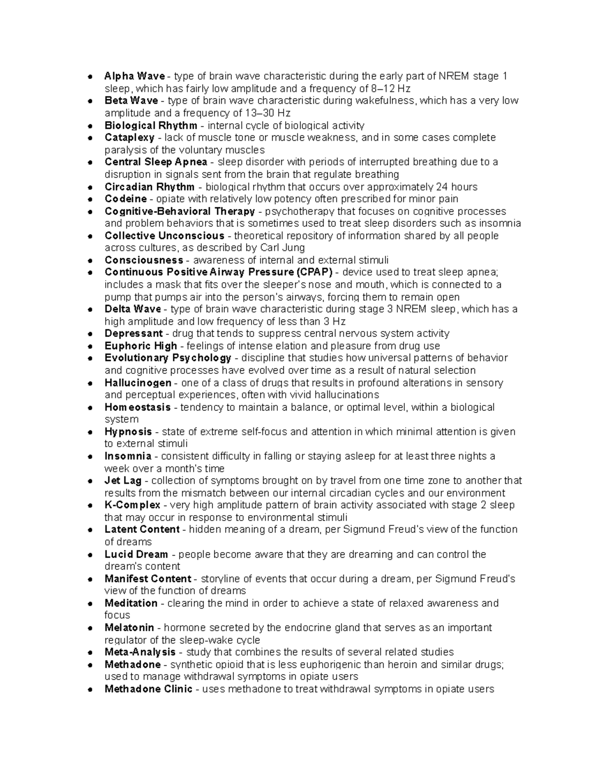 Introduction to Psych - Conciousness - Chapter 4 Notes - Alpha Wave ...