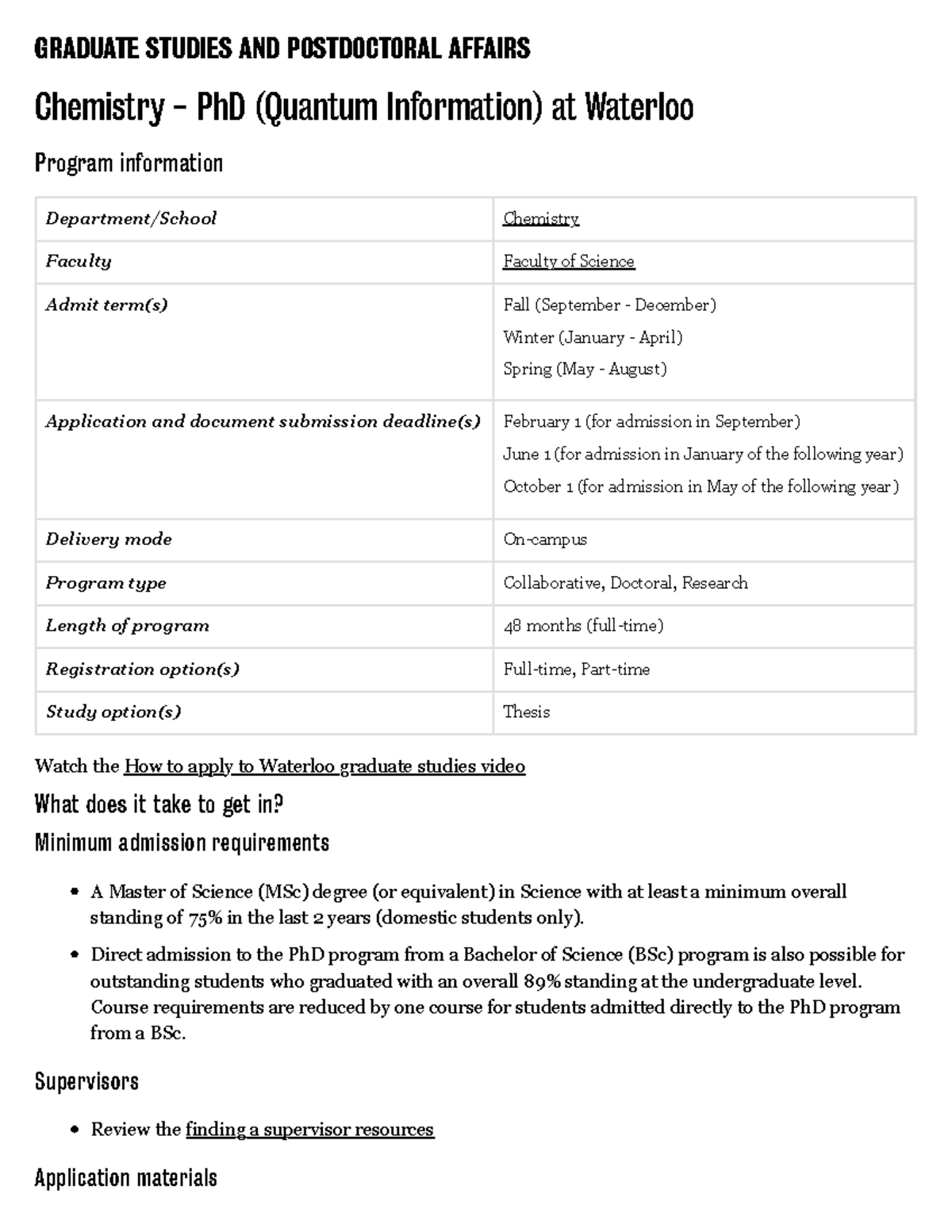 Chemistry - Ph D (Quantum Information) at Waterloo Graduate Studies and ...