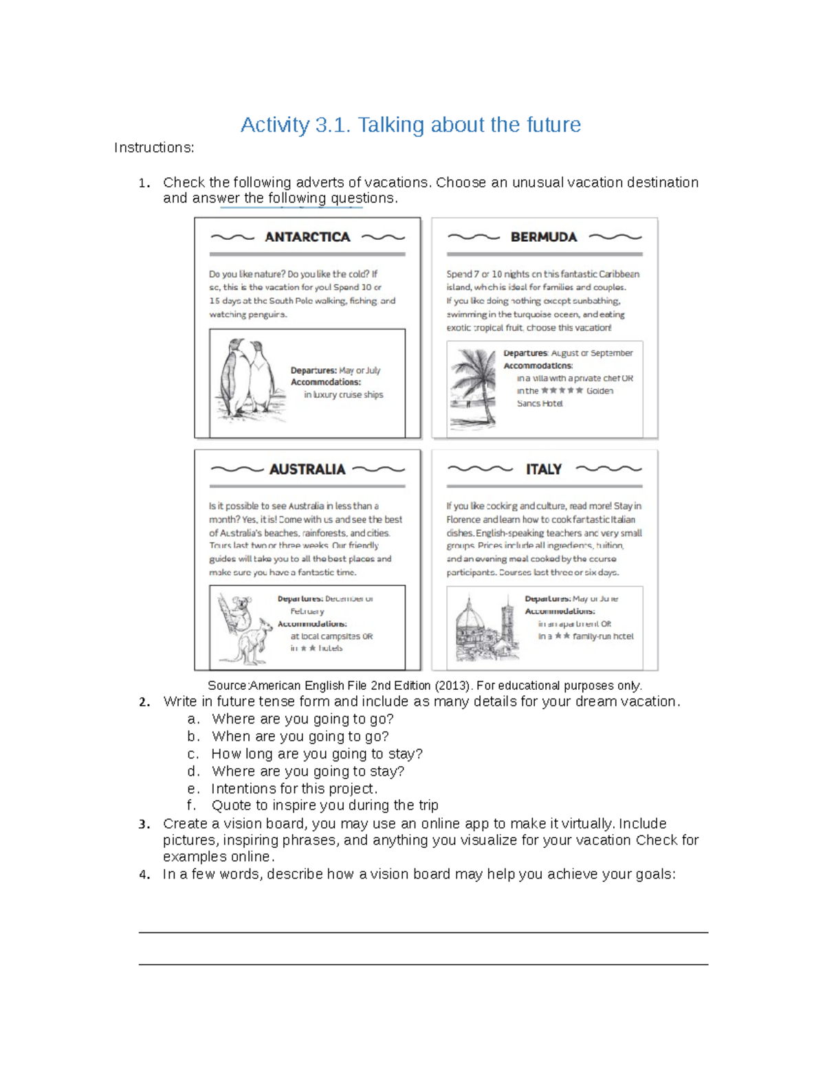 Resource activity 3 - ... - Instructions: Activity 3. Talking about the ...