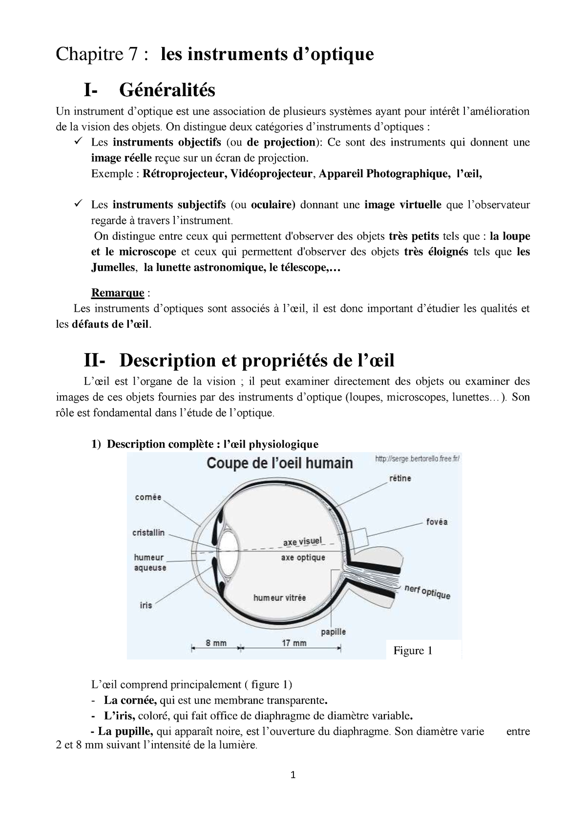 Chapitre 7 Instruments Op - Chapitre 7 : Les Instruments D’optique I ...