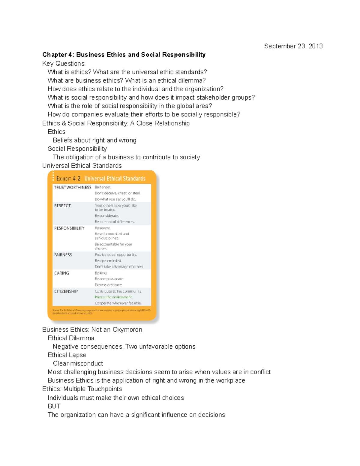 BUS 1750 - Lecture Notes on Chapter 4 - Business Ethics and Social Responsibility - September 23, - Studocu BUS 1750 - Lecture Notes on Chapter 4 - Business Ethics and Social Responsibility - September 23, - Studocu