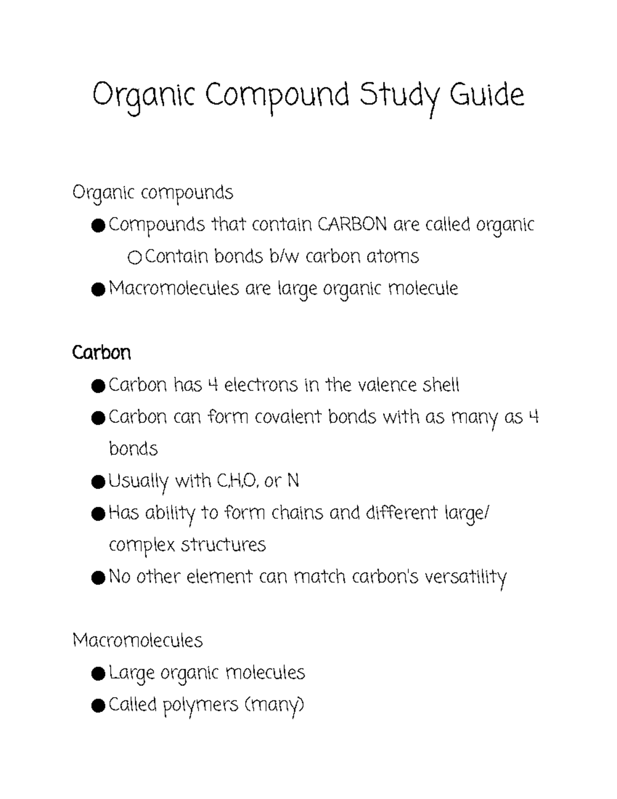 Organic Compound Study Guide - Organic Compound Study Guide Organic ...