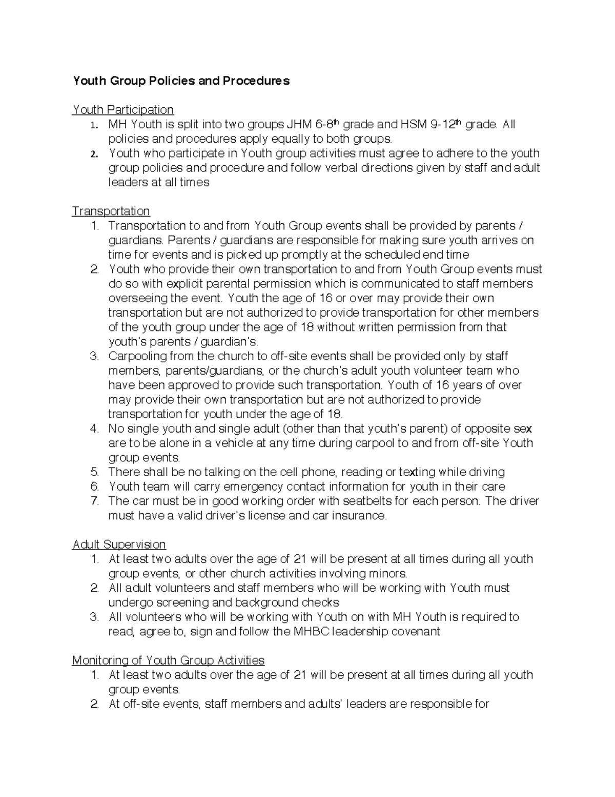 Youth+Group+Policies+and+Procedures - Youth Group Policies and ...