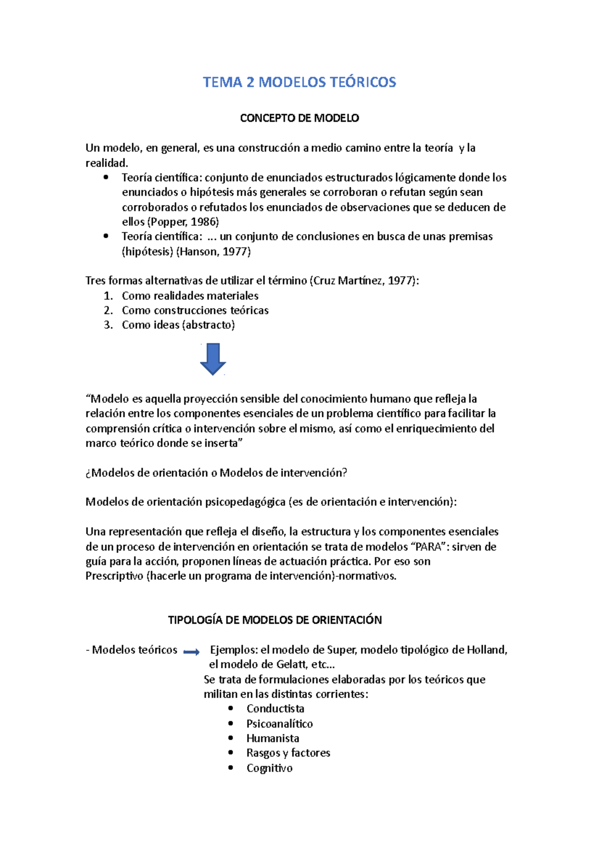 TEMA 2 Modelos Teóricos 2021/2022 - TEMA 2 MODELOS TEÓRICOS CONCEPTO DE  MODELO Un modelo, en - Studocu