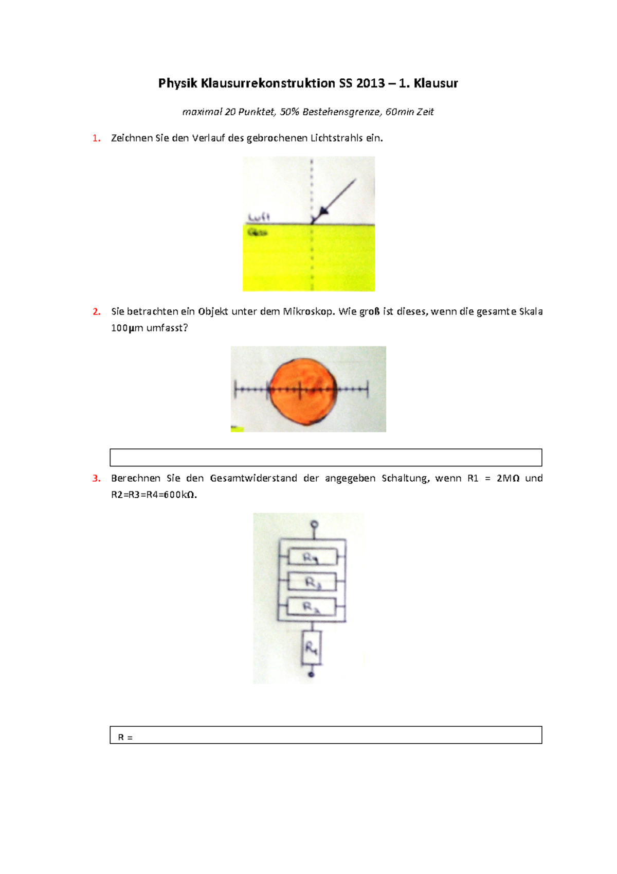 Physik Fragen Mit Lösungen Prüfungssammlung, Fragen und Antworten - Physik Klausurrekonstruktion