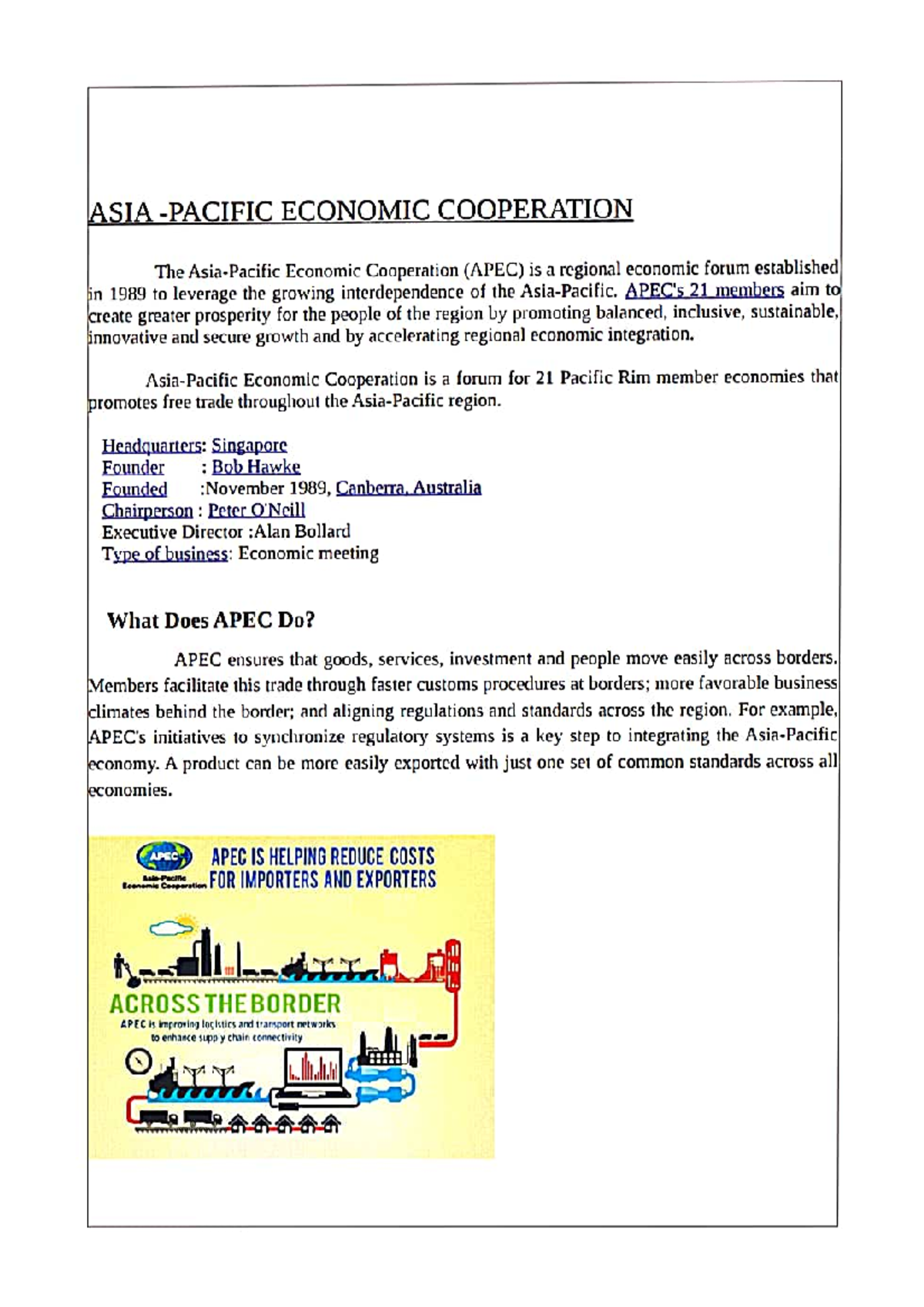 APEC - A lecture notes on APEC - B.COM - Studocu