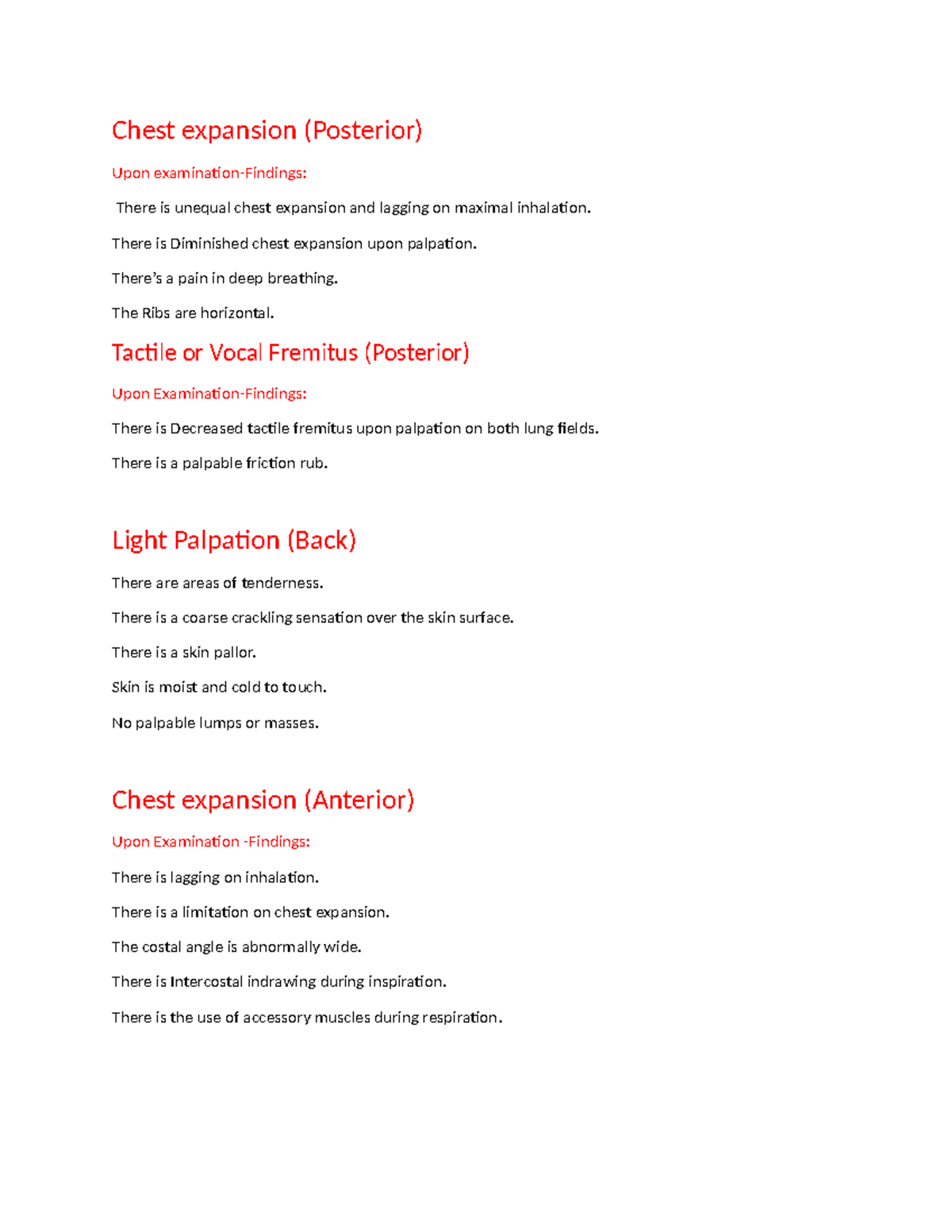 Chest-Palpation-Findings - Chest expansion (Posterior) Upon examination ...