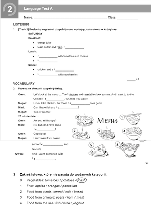 Angielski B 1 - English Class A1+ Klasa 5 Dział 1 Test B - Język ...