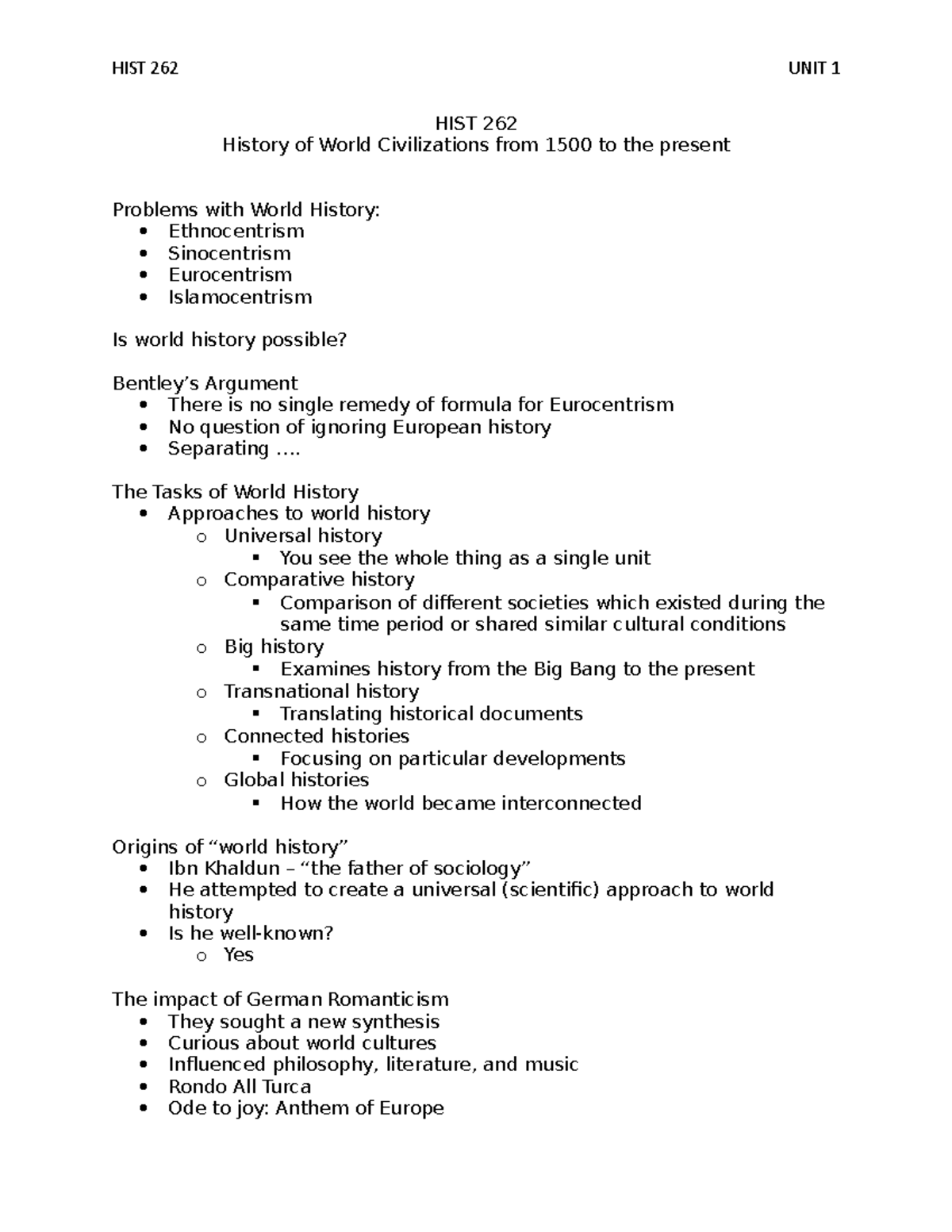 Unit 1 notes - Dr. Can Bahadır Yüce - HIST 262 History of World ...