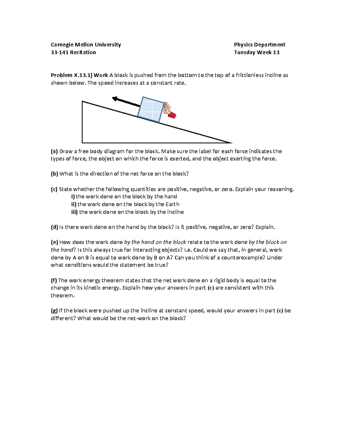 Week 13 Recitation Problems - Carnegie Mellon University Physics ...