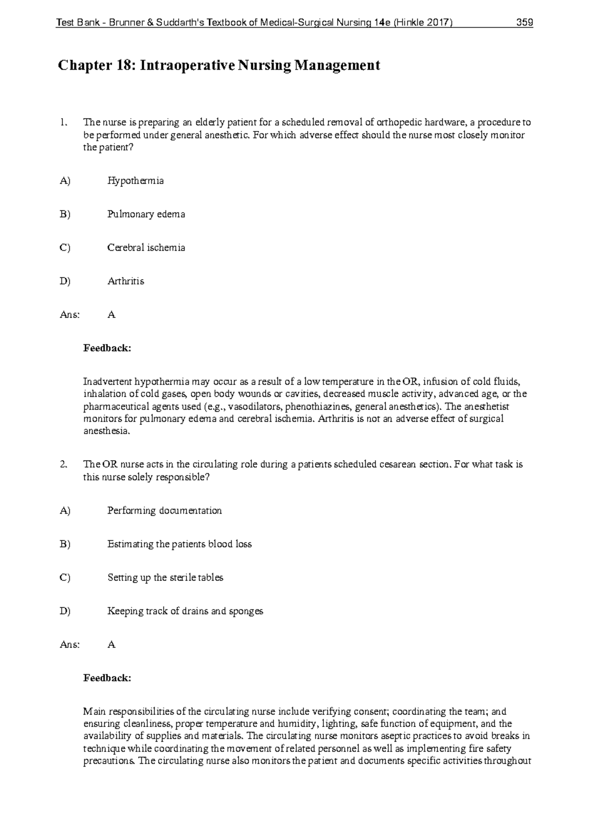 Ch 18 Intraoperative Nursing Management - Chapter 18: Intraoperative ...