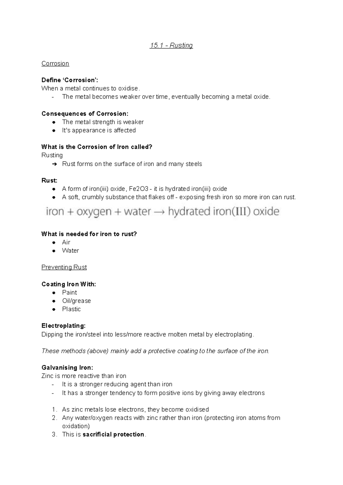 Using Our Resources - Chemistry Unit 15 - 15 - Rusting Corrosion Define ...