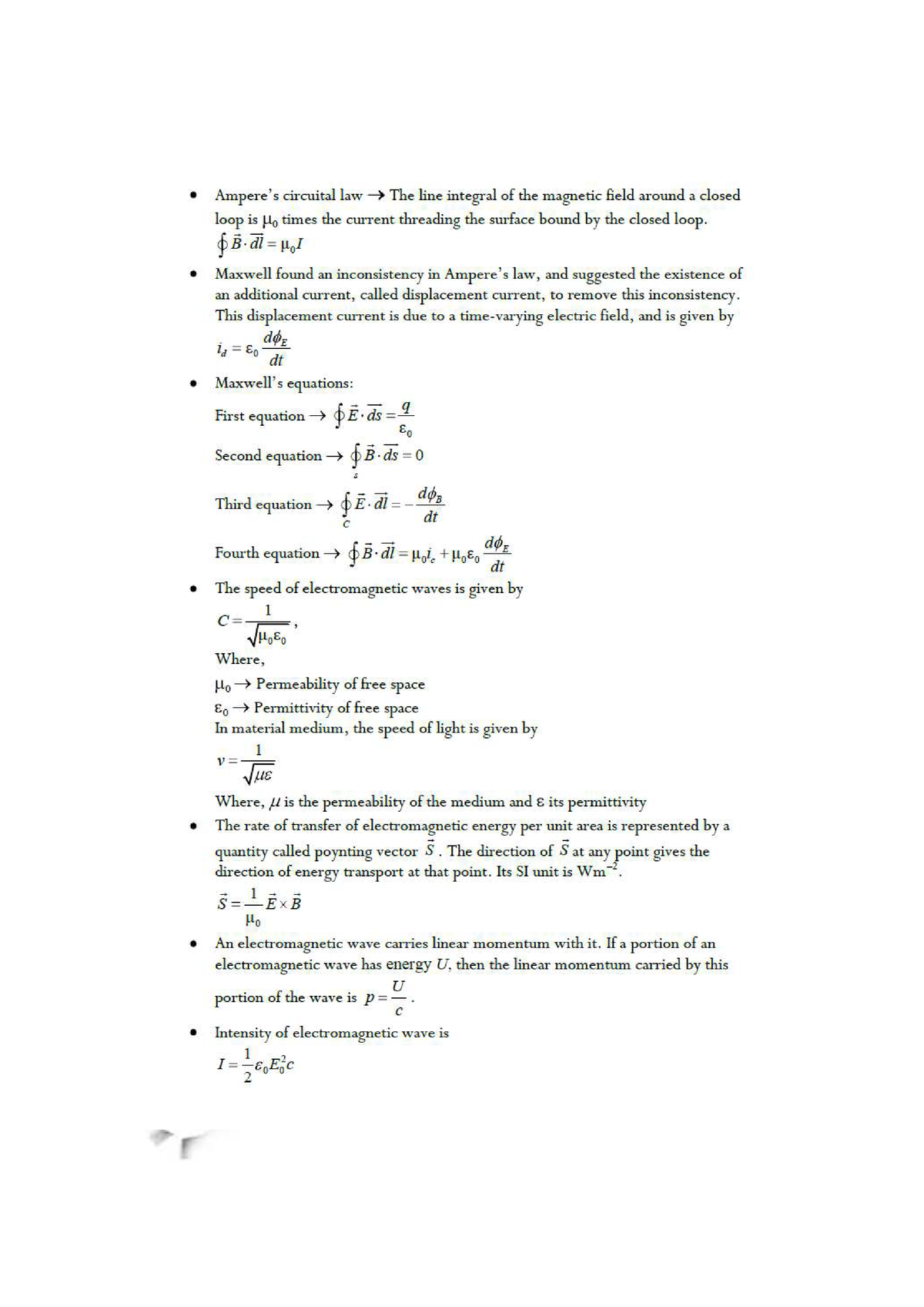 Revision Tips Electromagnetic Waves - Ampere, S Circuital The Line 