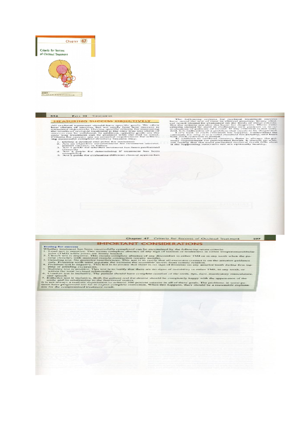 Chapter 47 Criteria for Succes of Occlusal Treatment Pijn Studeersnel