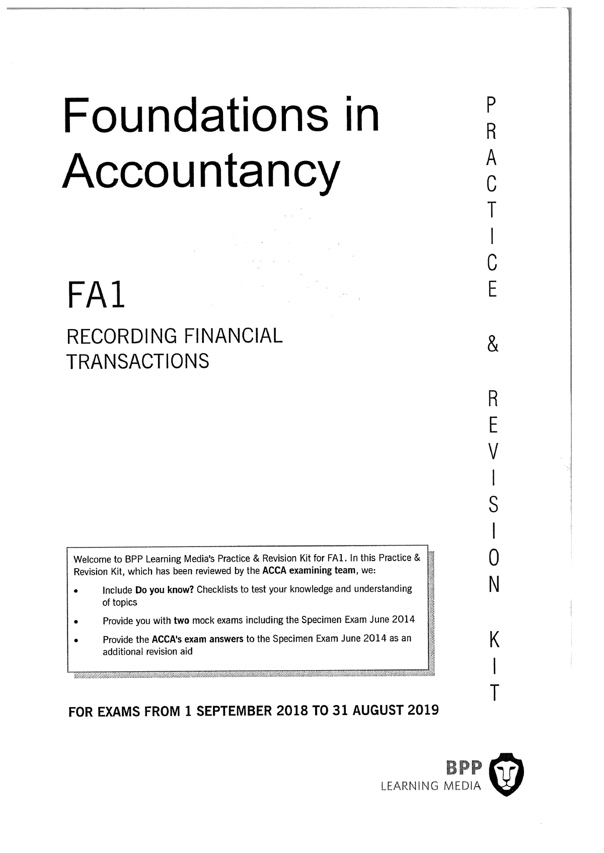 FA1 KIT BPP 2019-1 - practice makes perfect - Acca fa1 notes - Studocu