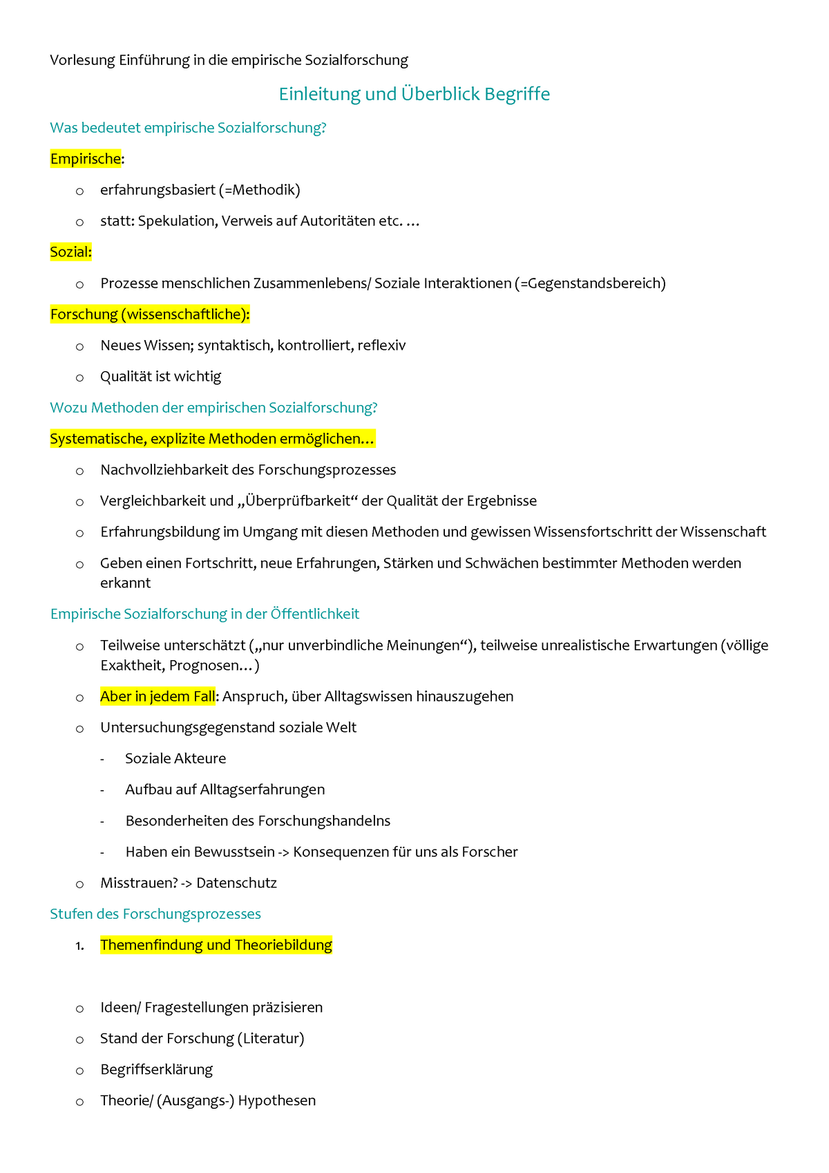 Methoden Der Empirischen Sozialforschung - Vorlesung Einführung In Die ...