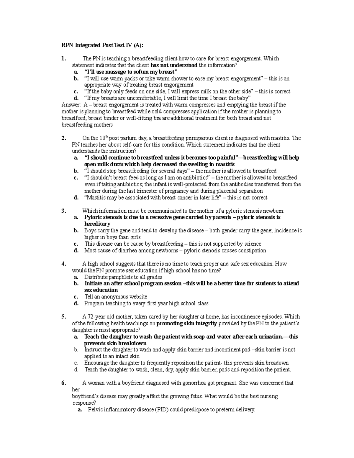 RPN Integrated Test IV (A) - RPN Integrated Post Test IV (A): 1. The PN ...