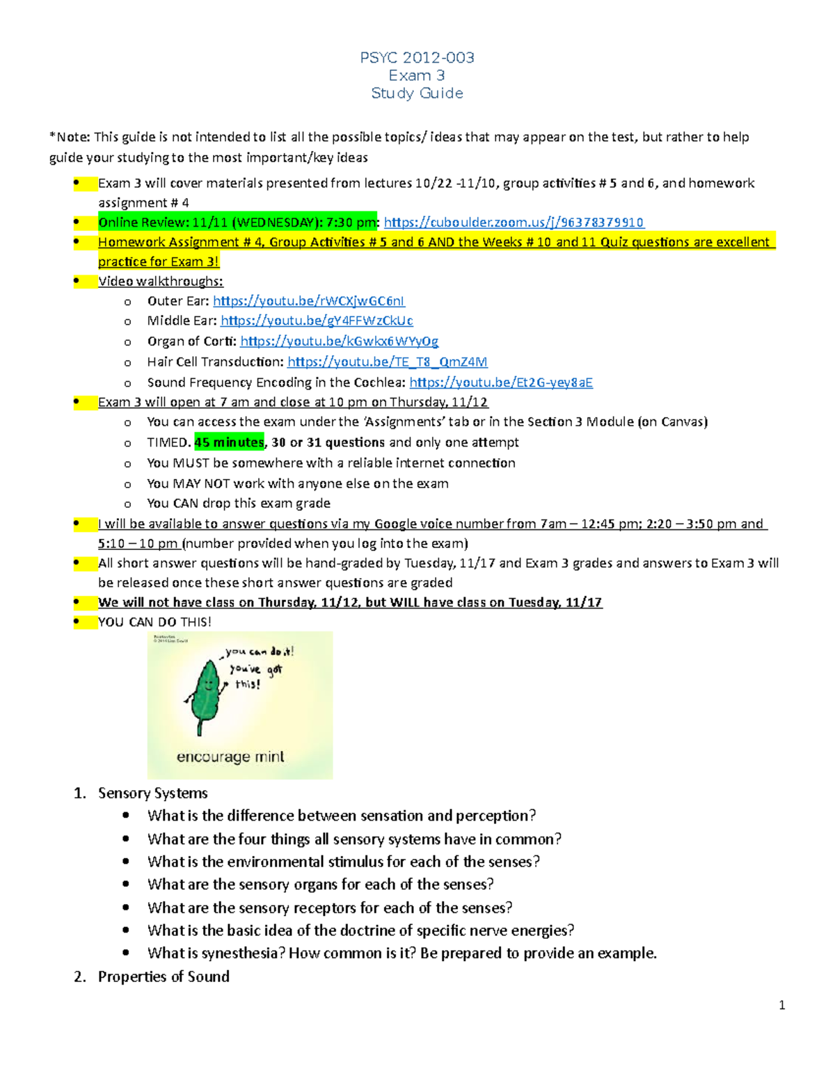 PSYC 2012 Study Guide For Exam 3 - PSYC 2012- Exam 3 Study Guide *Note ...