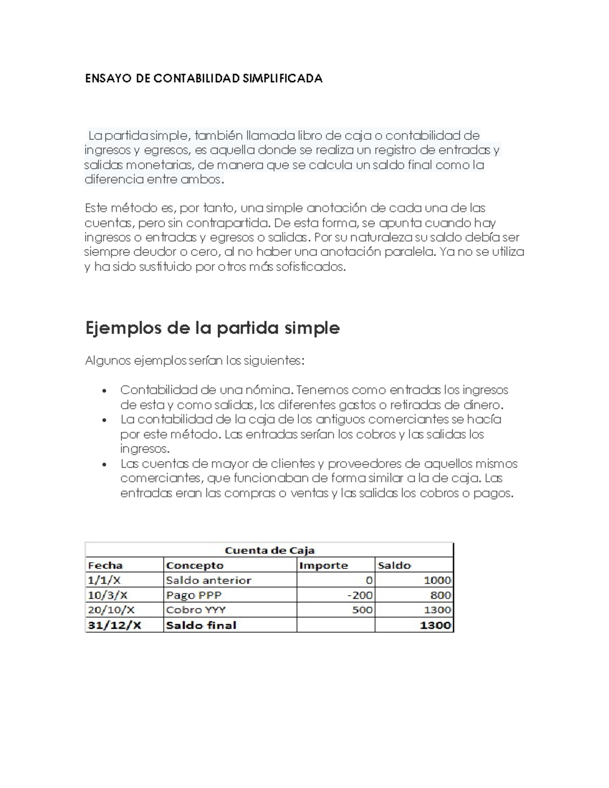 Ensayo DE Contabilidad Simplificada ENSAYO DE CONTABILIDAD