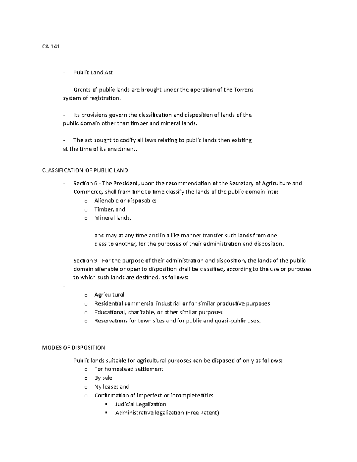 CA-141-outline - outline of CA 141 - CA 141 Public Land Act Grants of ...