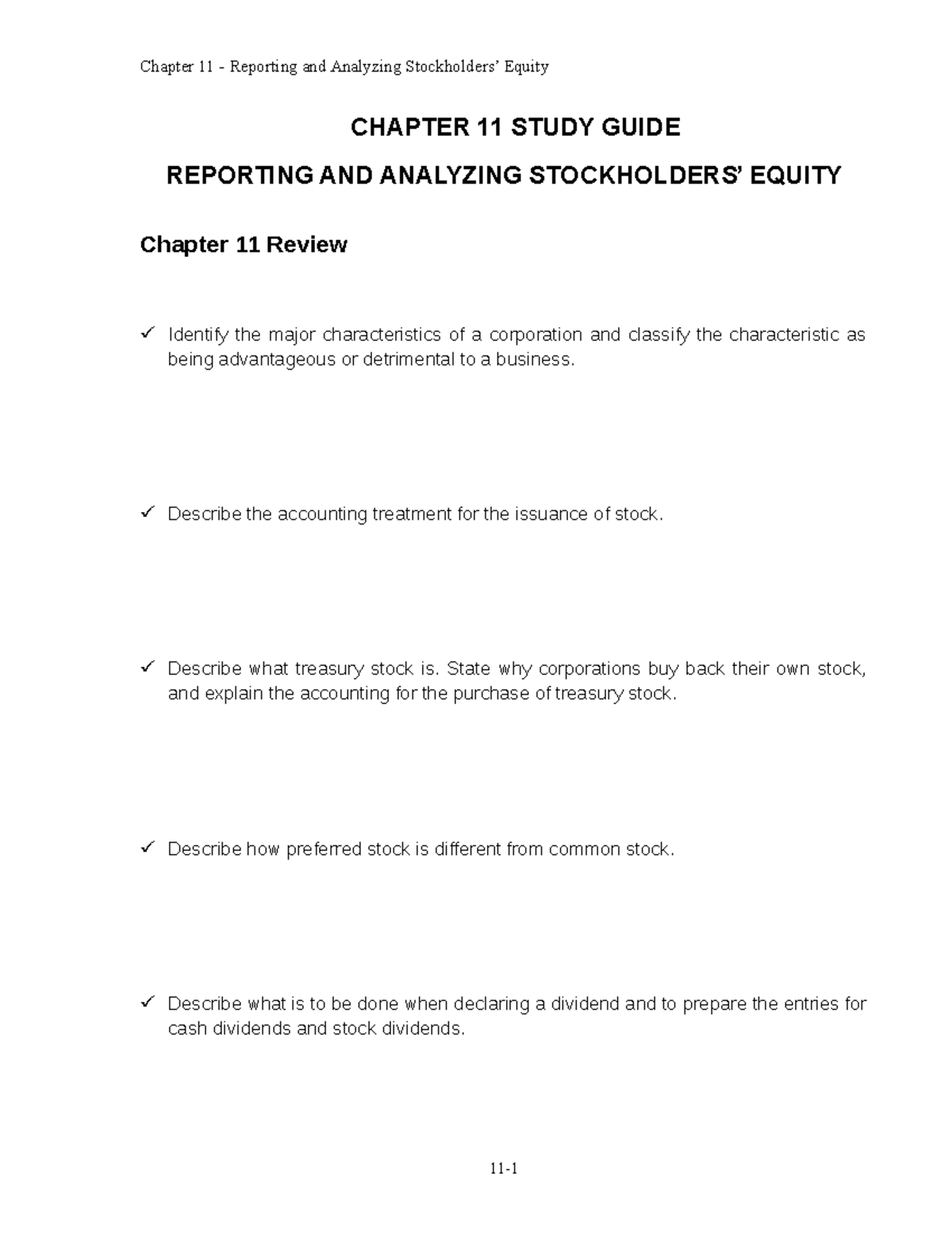 Chapter 11 Study Guide-1 - CHAPTER 11 STUDY GUIDE REPORTING AND ...