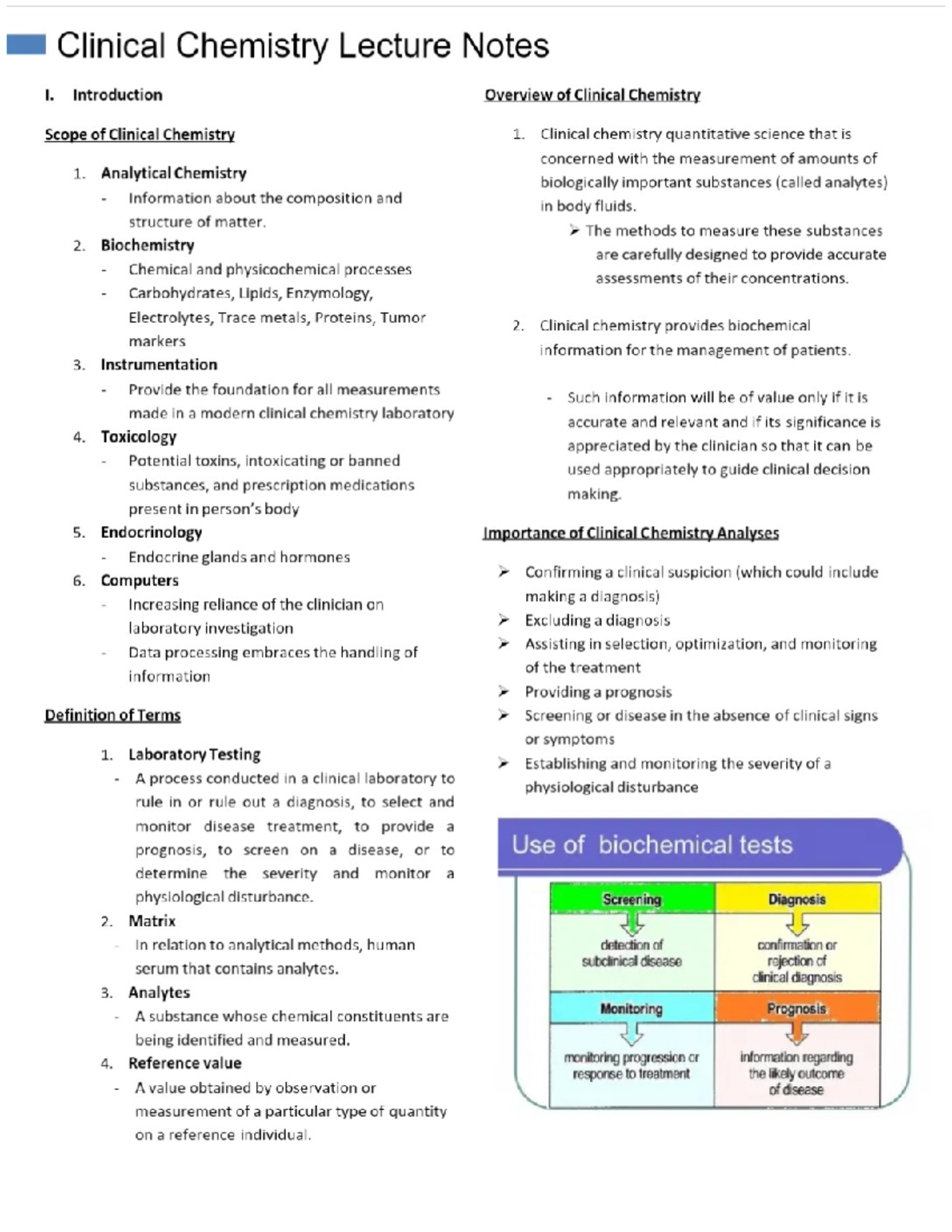 Clinical Chemical Lecture Notes - MLS 4625L - Studocu