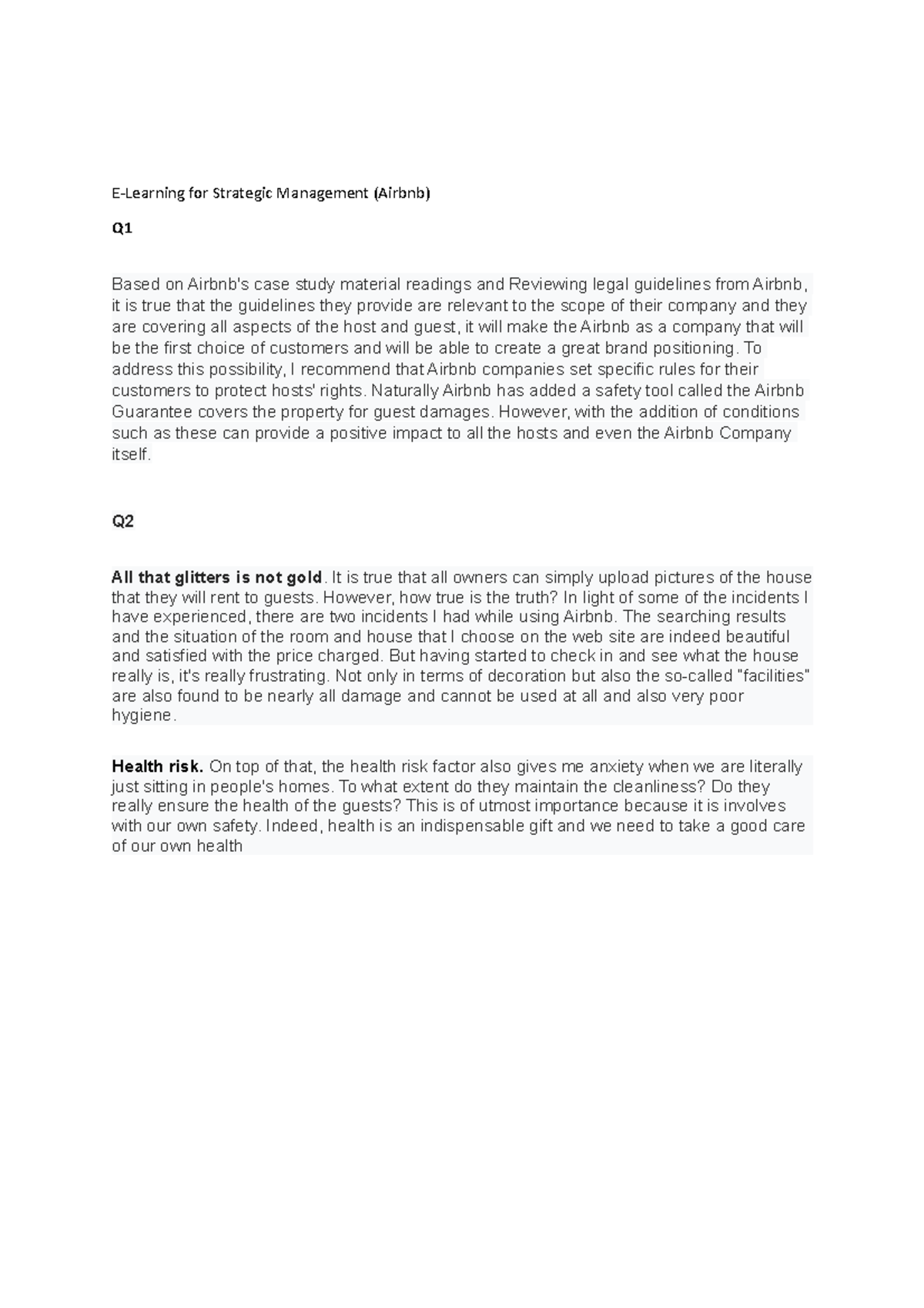 ELearning Case Study Airbnb ELearning for Strategic Management