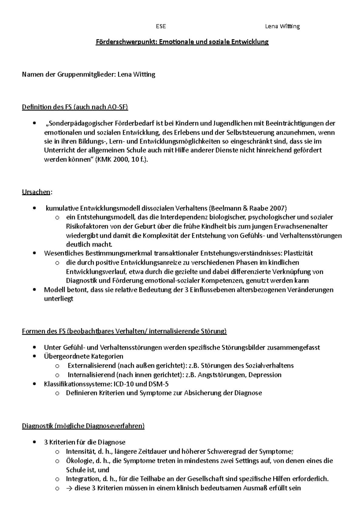 Förderschwerpunkt Emotionale Und Soziale Entwicklung Förderschwerpunkt ESE - Förderschwerpunkt: Emotionale und soziale