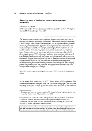 A risk perspective on human resource management A review and directions ...