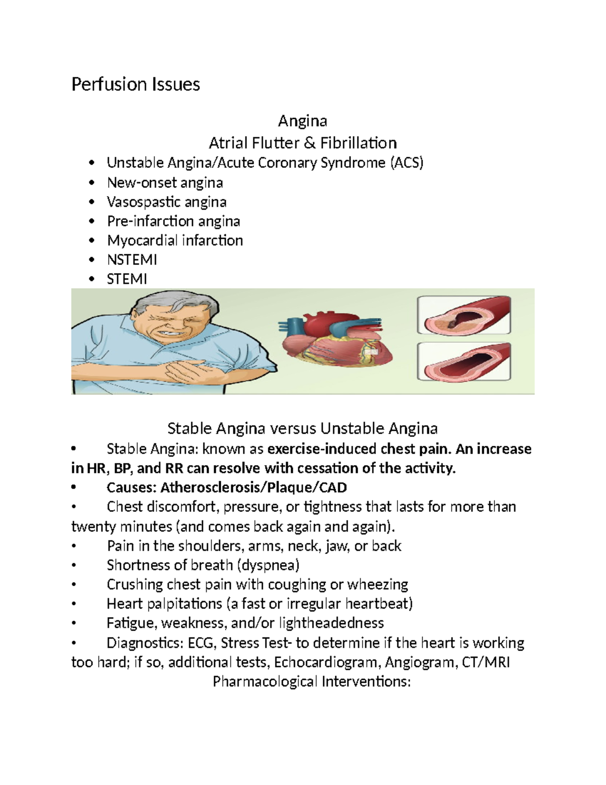 Atrial Flutter & Fibrillation Notes - Perfusion Issues Angina Atrial ...